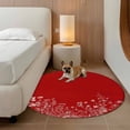 thumbnail image 2 of Round Rugs 5Ft, Red Botanical Round Area Rug Washable Indoor Throw Carpet, Farmhouse Spring Summer Flower Soft Non Slip Circle Rug for Cabinet Bathroom Home Decor Aesthetic, 2 of 8