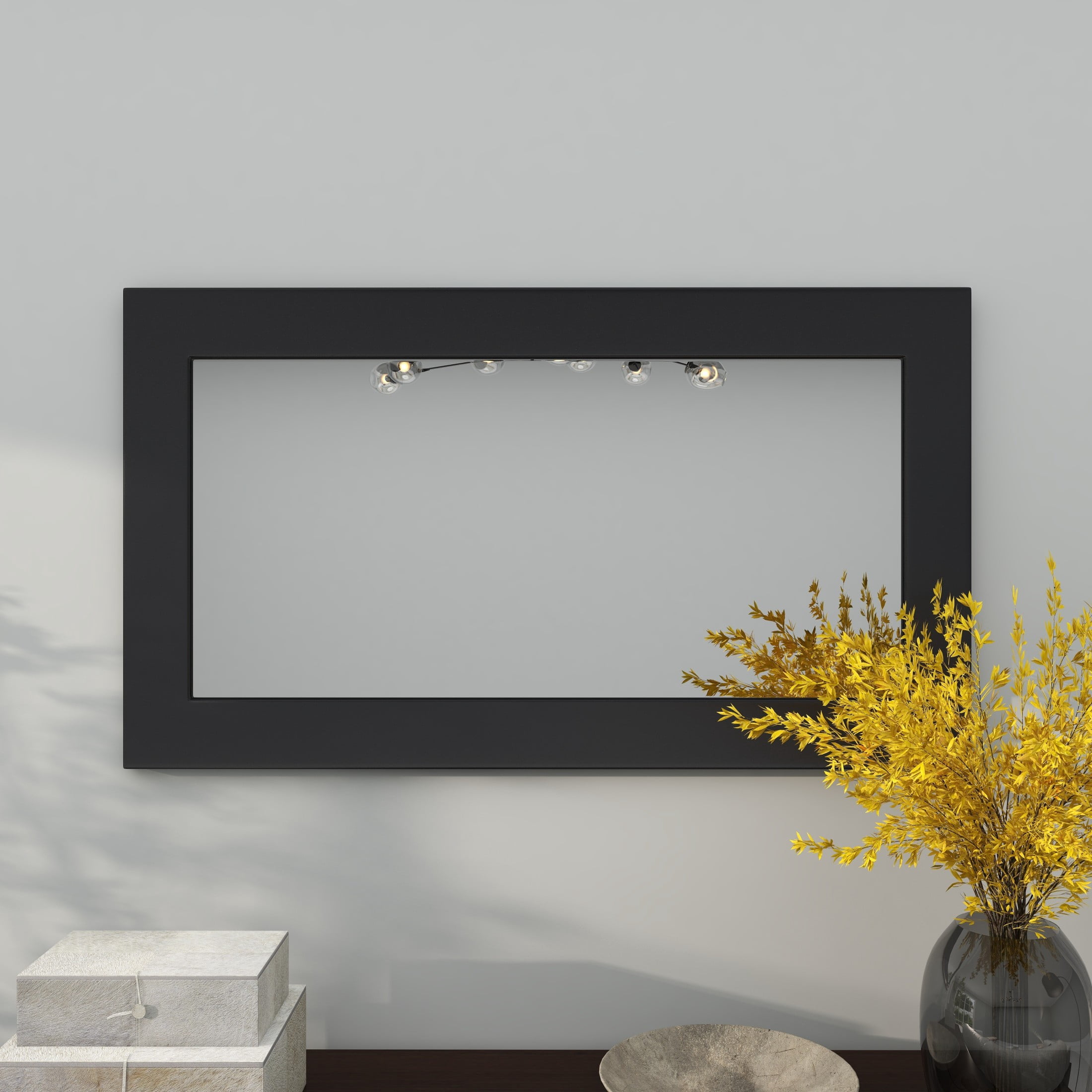 DecMode 24" x 42" Black Wall Mirror