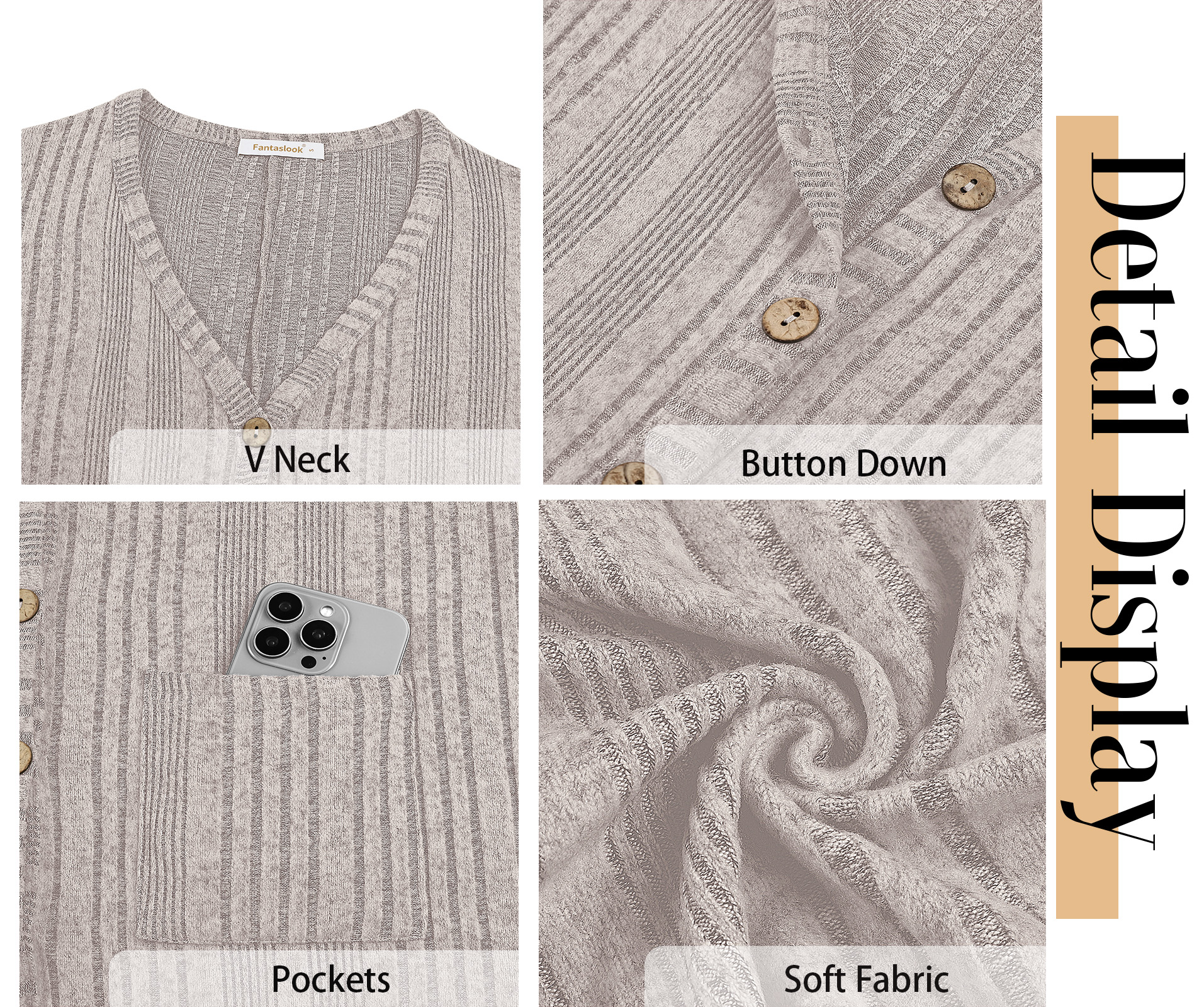 Fantaslook Women's Fall Cardigan, Bronze photo 6
