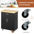 thumbnail image 6 of Wubio 26" Kitchen Island on Wheels with Storage Cabinet Kitchen Cart Cabinet with Shelves, Cart Handle for Towel Rack or Free Mobility, Portable Islands for Kitchen,Black, 6 of 11