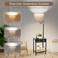 thumbnail image 6 of FIMEI Floor Lamp with Table and USB Ports, Gray, 57" with Bulb, 6 of 13