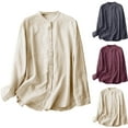 thumbnail image 1 of Blusa de manga larga,Blusa informal de manga larga para mujer, cuello alto, botones, poliéster, corte holgado para uso diario, sopatenor, 1 of 9