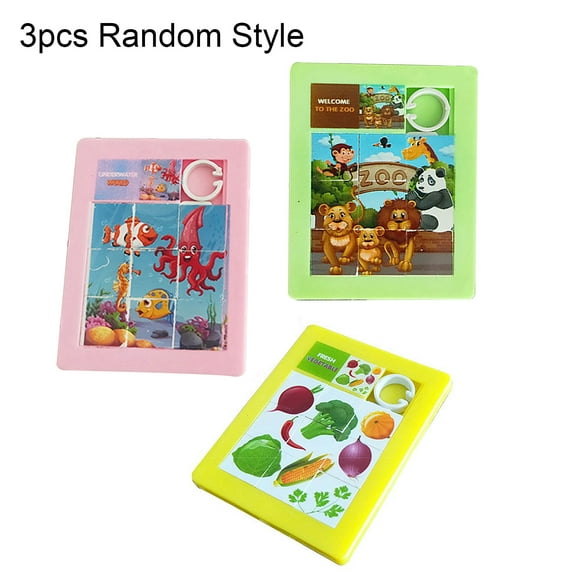Anvazise 3Pcs Slide Pattern Puzzle Hand-eye Coordination Burrs-free Accessory Brain Teaser Slide Puzzle for Children 3pcs,Random Style