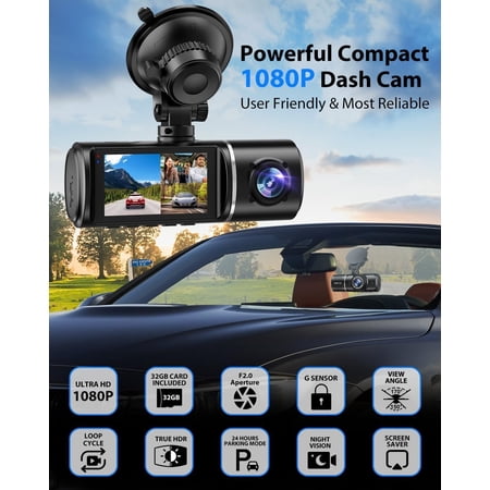 J06 Alexa Dash Cam - Voice Control 4K Dual w/SD Card, WiFi GPS, Smart Home Sync