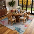 thumbnail image 3 of RUG ROBOT Abstract Living Room Rug 5'x7', Soft Washable Area Rugs for Bedroom Non Slip, Ultra-Thin Low Pile Modern Indoor Carpet for Dining Room, Ivory/Blue, 3 of 10