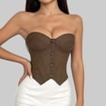 thumbnail image 2 of LEAVINGSUO Corset Tops for Women Vintage Court Style Plaid Strapless Shaping Top Boned Slim Waist Pointed Hem Bustier Club Daily Outfit Coffee L, 2 of 6
