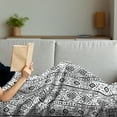 thumbnail image 3 of Ethnic Soft Flannel Fleece Throw Blanket, Grunge Pattern with Effects Folk Culture Print, Cozy Plush for Indoor and Outdoor Use, 60" x 80", Black and White, by Ambesonne, 3 of 5