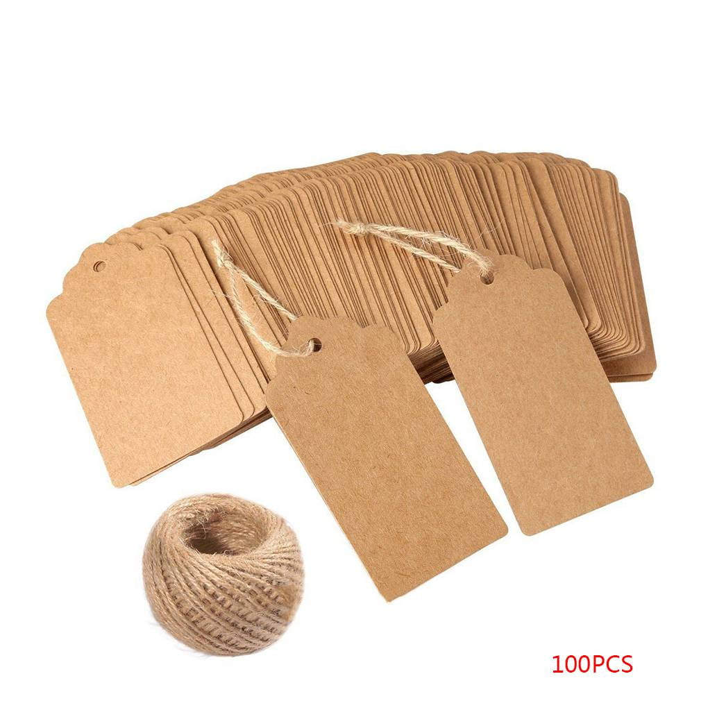 100pcs/set Blank Craft Paper Hang Tag Wedding Party Favor Label Price Gift Cards 