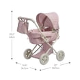 thumbnail image 4 of Olivia's Little World Cochecito para muñecas estilo buggy con dosel retráctil, almacenamiento debajo, moisés desmontable, bolsa de viaje para guardería, cómodo de empujar, rosa y gris, 4 of 5