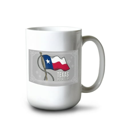 

15 fl oz Ceramic Mug Austin Texas Waving State Flag State Series Dishwasher & Microwave Safe