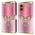 thumbnail image 1 of Funda de cuero con estampado 3D para Motorola Moto G04 4G, diseño de mariposas y flores, 3745933999553, estilo G, para Motorola Moto G04 4G, color oro rosa, 1 of 5