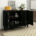 thumbnail image 3 of Sideboard Cabinet With Mirrored Doors And Silver Handle - 3 Door In Black For Porch Dining Area, 3 of 7