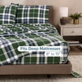 thumbnail image 6 of Bare Home Luxury 100% Cotton Flannel Queen Sheet Set, Deep Pocket, 4-Piece, Enchanted Plaid - Green, 6 of 10