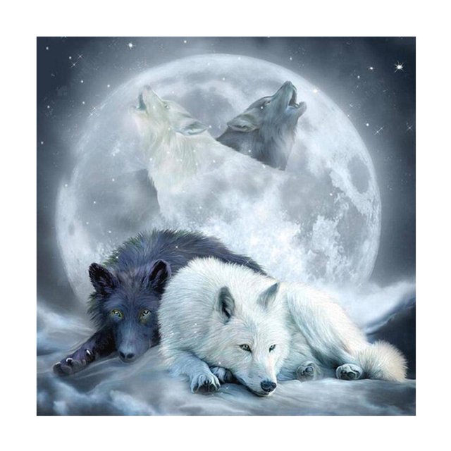 30x40 cm 5D DIY Pintura de Diamante Completa, Pintura de Diamante de Alma de Lobo Animal, Lienzo de Diamantes de imitación de Bricolaje, Pintura de Punto de Cruz por número para decoración de Pared, A
