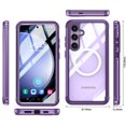 thumbnail image 4 of Clear Magnetic Cover Case for Apple Samsung Galaxy A56 5G, with Built-in Tempered Glass Screen Protector, [Compatible with Magsafe] Full Body Rugged Shockproof Case for Galaxy A56 5G, Purple, 4 of 5