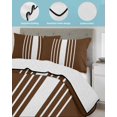 thumbnail image 4 of Brown White Stripe Full Size Down Alternative Comforter, Lightweight Comforter Quilt Bedding Set with Pillow Shams Modern Rustic Vertical Striped All Seasons Bed Comforter Duvet Insert 78"x90", 4 of 7