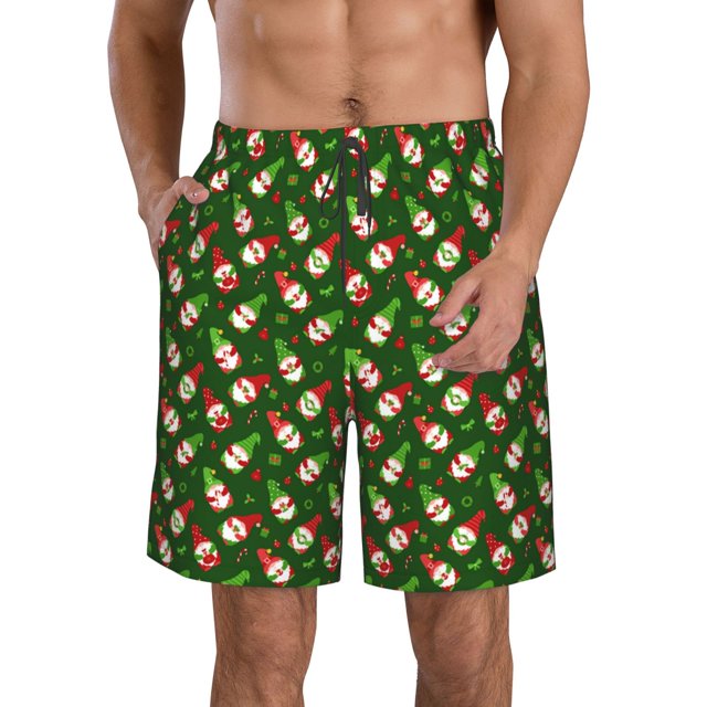 Sikiie Gnomes In Caps Print Men's Beach Shorts, High Elastic Quick-drying Shorts - with Drawstring and Slip Pockets, Suitable for Beach, Sports, Vacation-Small
