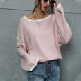 thumbnail image 2 of Womens Casual Fall Loose Sweaters Scoop Neck Long Sleeve Color Block Fashion Cozy Sweaters Tops Lightweight Pullover Womens Clothes, 2 of 7