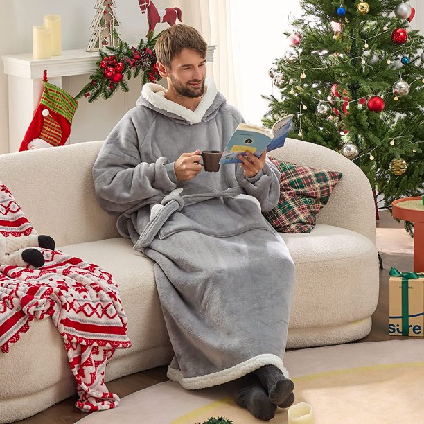 Bedsure Oversized Wearable Giant Pocket Blanket Hoodie for Men Indoors