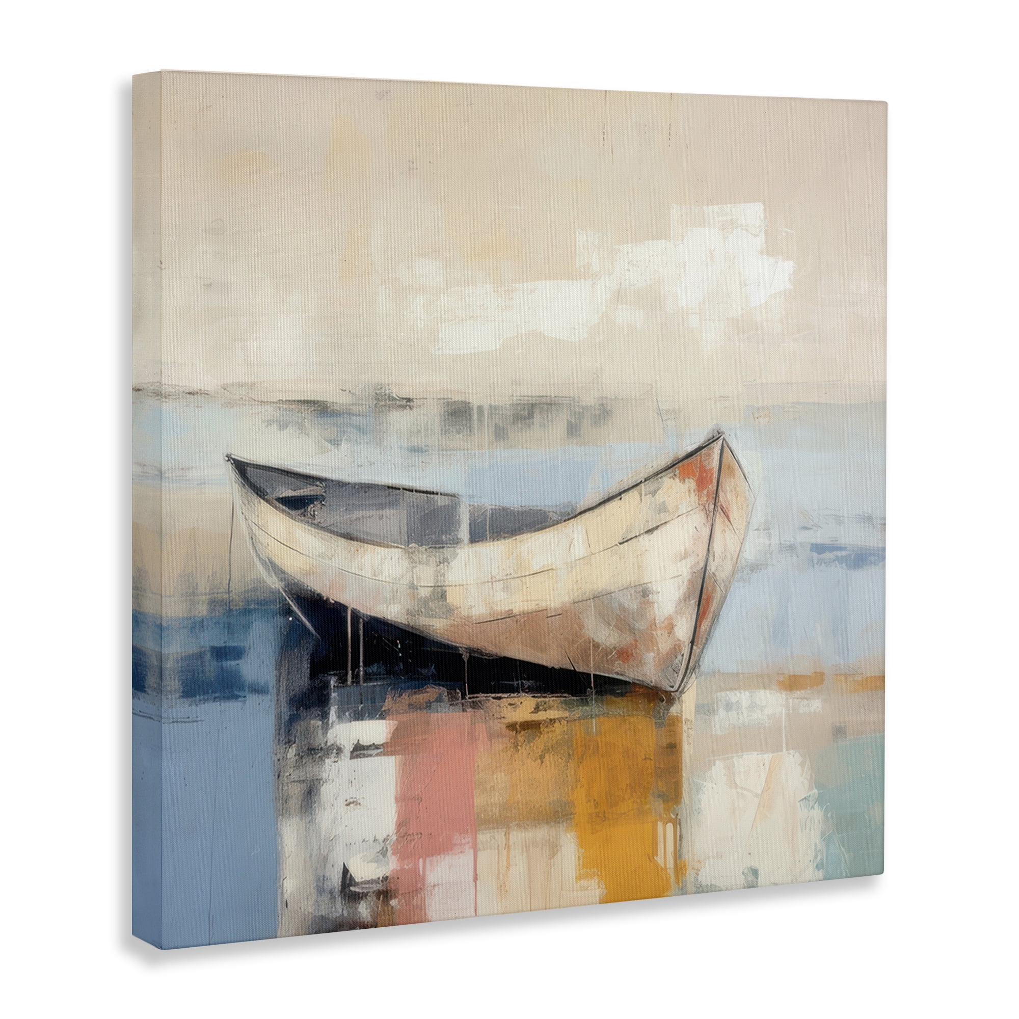 Stupell Industries Charming Coastal Boat Nautical & Beach Painting Wrapped Canvas Art Print Wall Art, 30 x 30