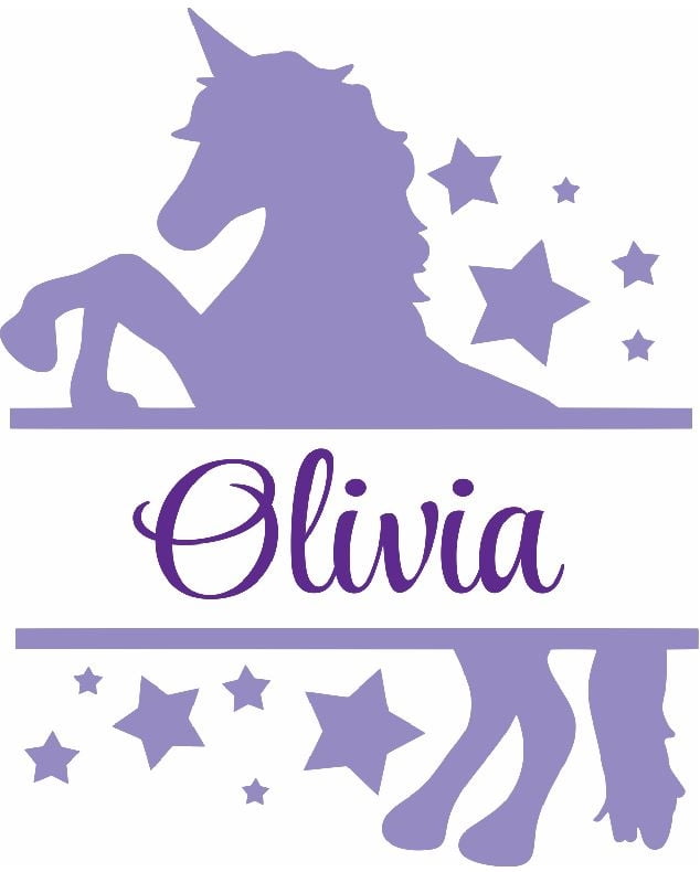 personalised Name Sticker Vinyl Decal with football or Unicorn head