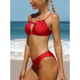 thumbnail image 3 of Attraco Women Two Pieces Bikini Vintage Back Strap Hollow Out Swimsuit, 3 of 5