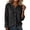 Black, variant on Womens Linen Blend Button Down Shirt Split V Neck Flap Pockets Long Sleeve Relaxed Fit Casual Summer Top