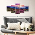 thumbnail image 2 of Elephant Stock Pink Flowers At Sunset Wall Art - Horizontal Multi Panel Canvas - Living Room Wall Decor - Nature Multi Panel - Green And Pink Decor - 42" x 19", 2 of 4