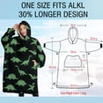 thumbnail image 4 of Oversized Wearable Blanket Hoodie,Black Cartoon Dinosaurs Pattern Sherpa Blanket Hoodie with Super Pockets,Super Warm Fuzzy Pullover for Women & Men, 4 of 6
