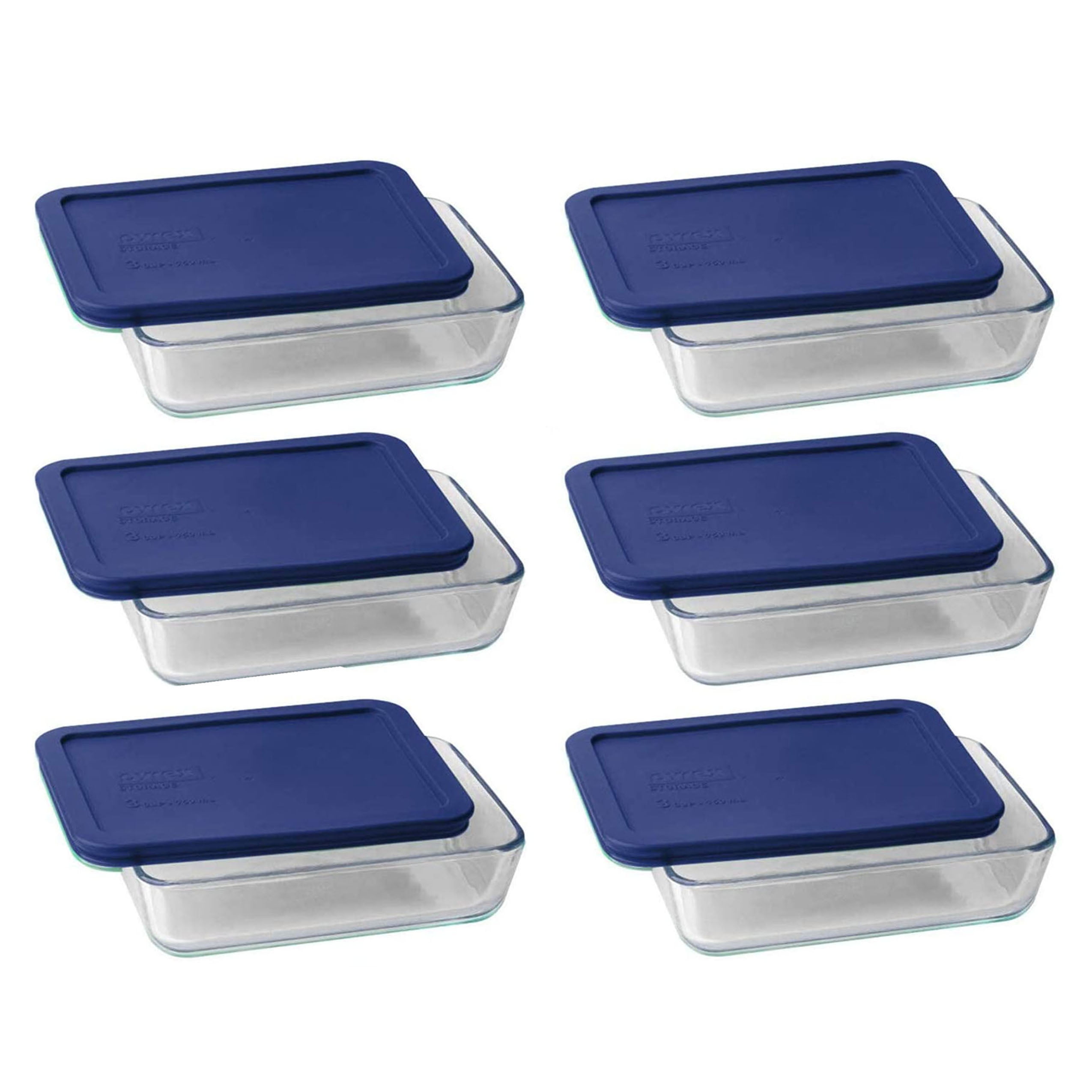 Pyrex 7210 3-Cup Rectangle Glass Food Storage Dishes and 7210-PC