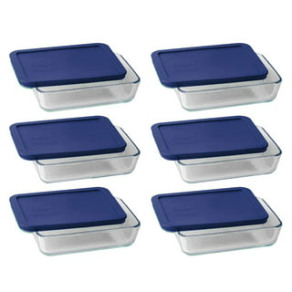Pyrex 7210 3-Cup Rectangle Glass Food Storage Dish and 7210-PC Cadet Blue Lid Cover