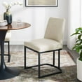 thumbnail image 2 of Side Dining Chair, Fabric, Metal Steel, Black Beige, Modern Contemporary Urban Design, Kitchen Room Cafe Bistro Restaurant Hospitality, 2 of 9