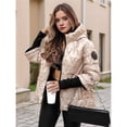 thumbnail image 3 of Chaquetas Acolchadas con Capucha para Mujer, de Larga, Cálidas y Acolchadas. Color Champán XL, 3 of 5
