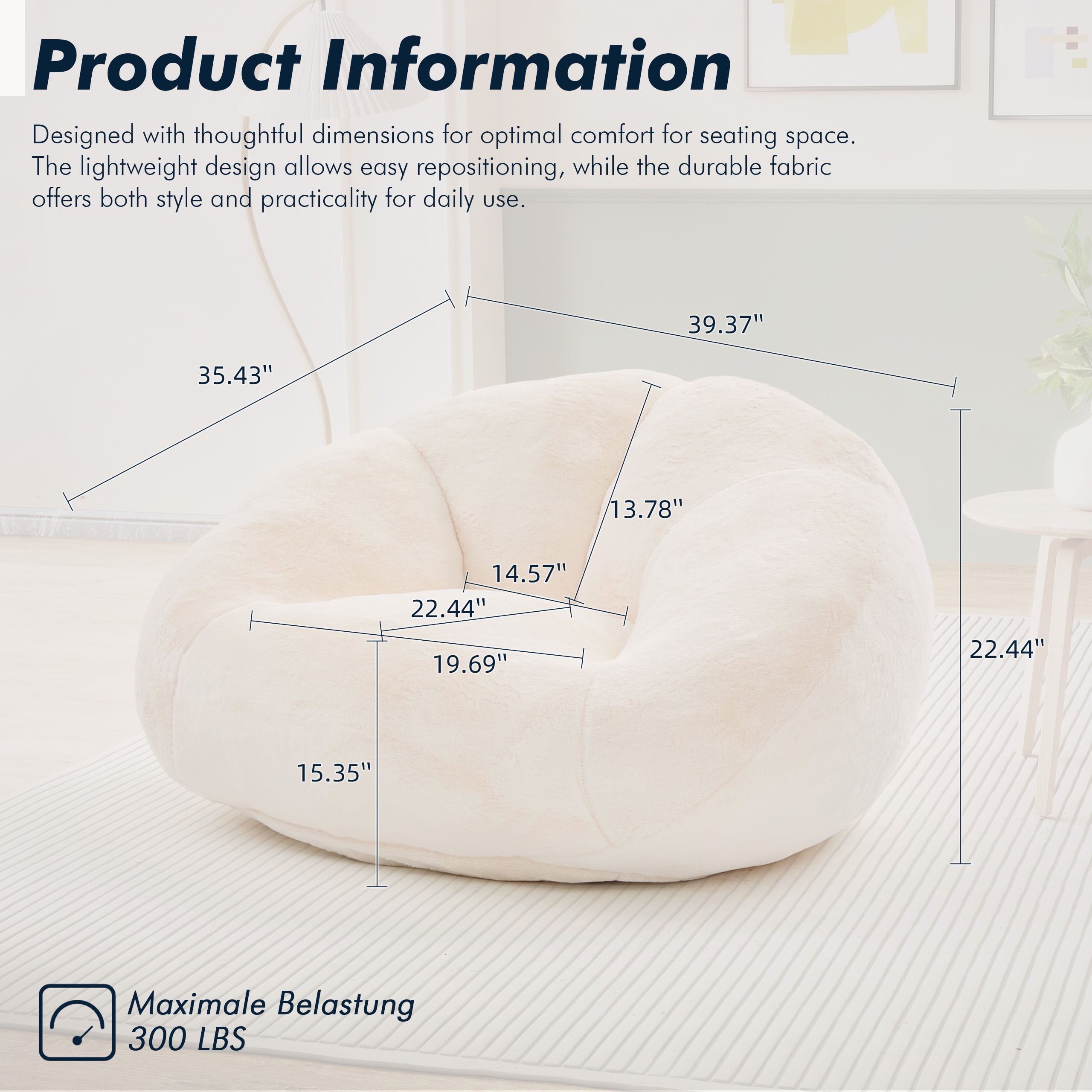 Homefun Bean Bag Chair Lazy Sofa for Adults Teens,Shell Shaped Comfy Sofa with Armrests for Bedroom Living Room,Gaming Reading