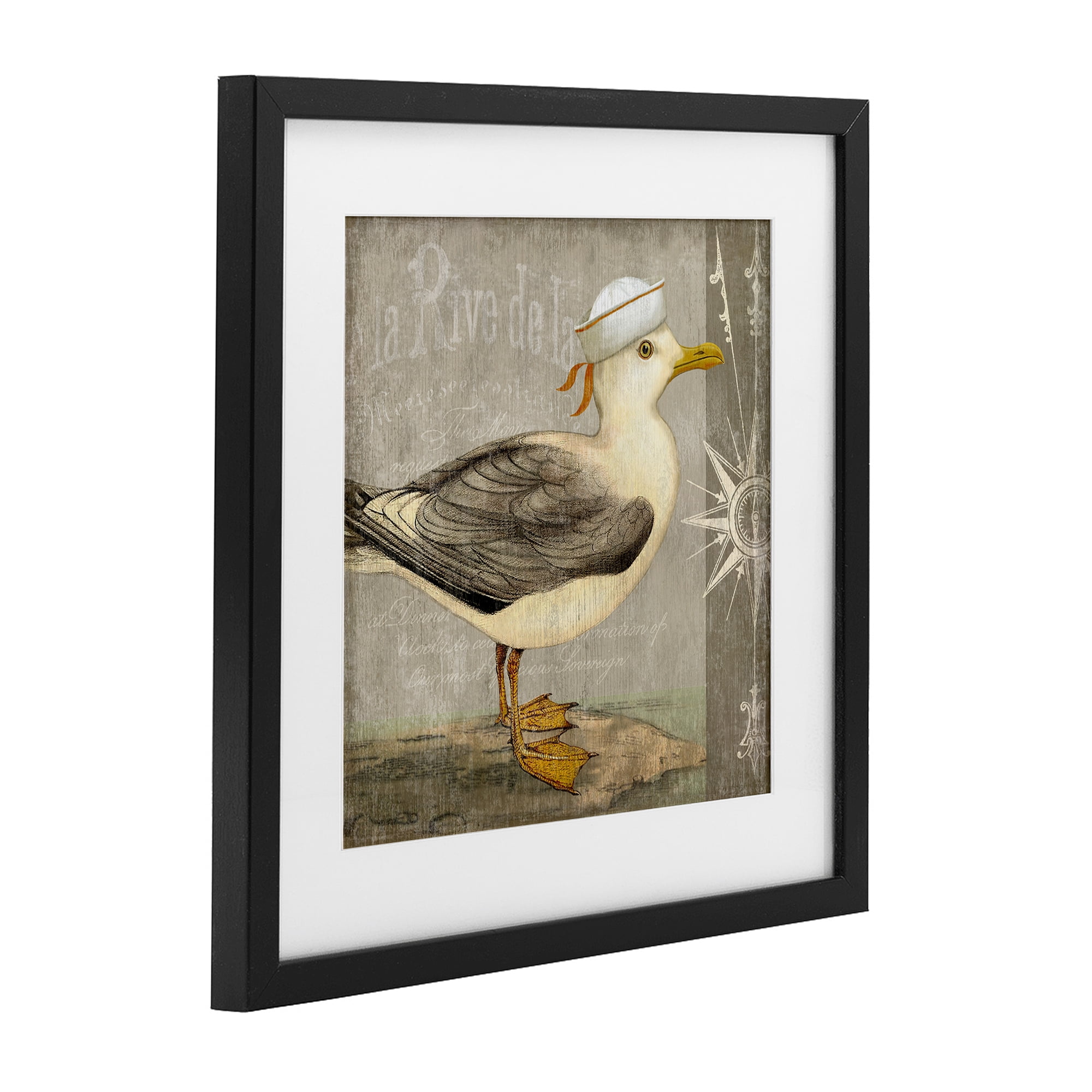 Stupell Industries Rustic Little Seagull Black Framed Print Under Glass, design by Suzanne Nicoll