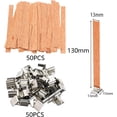 thumbnail image 2 of Lote de 50 Mèches de Bougie en Bois, 13 x 130mm Mèche en Bois de Bougie con Support de Fer pour la Fabrication de Bougies Artisanales, sans fumée, Naturel, respectueux de l'environnement, 2 of 5
