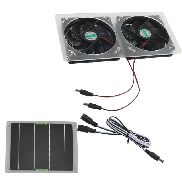 Solar Exhaust Fan Solar Panel Kit, 100w 12v Solar Panel Fan Kit Double Head Solar Ventilation Fan Greenhouse Exhaust Fan Chicken Coop Fan Waterproof Solar Power Fan for Household Rv Pet House