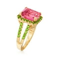 thumbnail image 7 of Ross-Simons 1.10 Carat Pink Topaz and 1.00 ct. t.w. Green Chrome Diopside Ring in 18kt Gold Over Sterling, Women's, Adult, 7 of 7