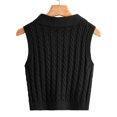thumbnail image 5 of Women's Casual V-Neck Pullover Shirt Collision Color Sleeveless Sweater Vest, Stylish and Lightweight, Ideal for Layering and Summer to Fall Transition,Black,L, 5 of 8