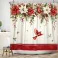 thumbnail image 4 of Tchckioa 72x72 Inch Shower Curtain for Restroom,Waterproof Hooks Bath Curtain,Floral Birde Christmas Decor, 4 of 6