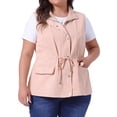 thumbnail image 2 of DARING DIVA Women's Plus Size Lightweight Sleeveless Anorak Cargo Vest 3X Pink, 2 of 6