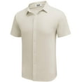 thumbnail image 2 of COOFANDY Men's Waffle Knit Button Down Shirt Short Sleeve Regular Fit Casual Dress Shirts, 2 of 9