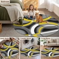 thumbnail image 5 of Round Area Rugs Collection 4 Ft, Yellow Geometric Non-Slip Residential Carpet, Gray Black Retro Abstract Stripes Lines Indoor Crawling Mats Runner Rugs for Living Room/Dining Room/Bedroom, 5 of 8