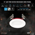 thumbnail image 3 of Luxrite 3 Inch Ultra Thin LED Fire Rated Recessed Light 5CCT 550 Lumens 6.5W Dimmable Baffle IC & Wet Rated UL Listed 12-Pack, 3 of 7