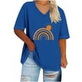 thumbnail image 2 of Black*Friday Clearance Items under $5 GaThRRgYP Women's Summer Short Sleeve Tops for Comfortable Style,Women's Oversized V-neck Short Sleeved Solid Summer Base Shirt Sports T-shirt Blue S, 2 of 4