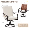 thumbnail image 3 of BUPPLEE Swivel Wicker Patio Dining Chairs Set of 2, Metal Frame Outdoor Chairs with Cushions for Garden Backyard, Beige & Gray, 3 of 9