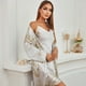 thumbnail image 4 of Gibobby Bata mujer invierno Conjunto de dos piezas de camisón con cordones para mujer, conjunto de pijama de longitud media para exteriores(Gris,M), 4 of 5