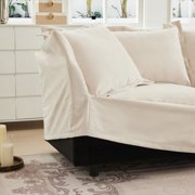 Slipcovered U Shape Sectional Sofa with French Edges & Big Pillows, Soft & Spacious for Living Room