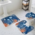 thumbnail image 3 of Summer Ocean Bathroom Rugs Set Coastal Jellyfish Orange Corals Shells Dark Blue Non Slip Absorbent Soft Bath Mats 3 Piece Set with Bathroom Rug, U-Shaped Floor Mat, Toilet Seat Cover Large Size, 3 of 9