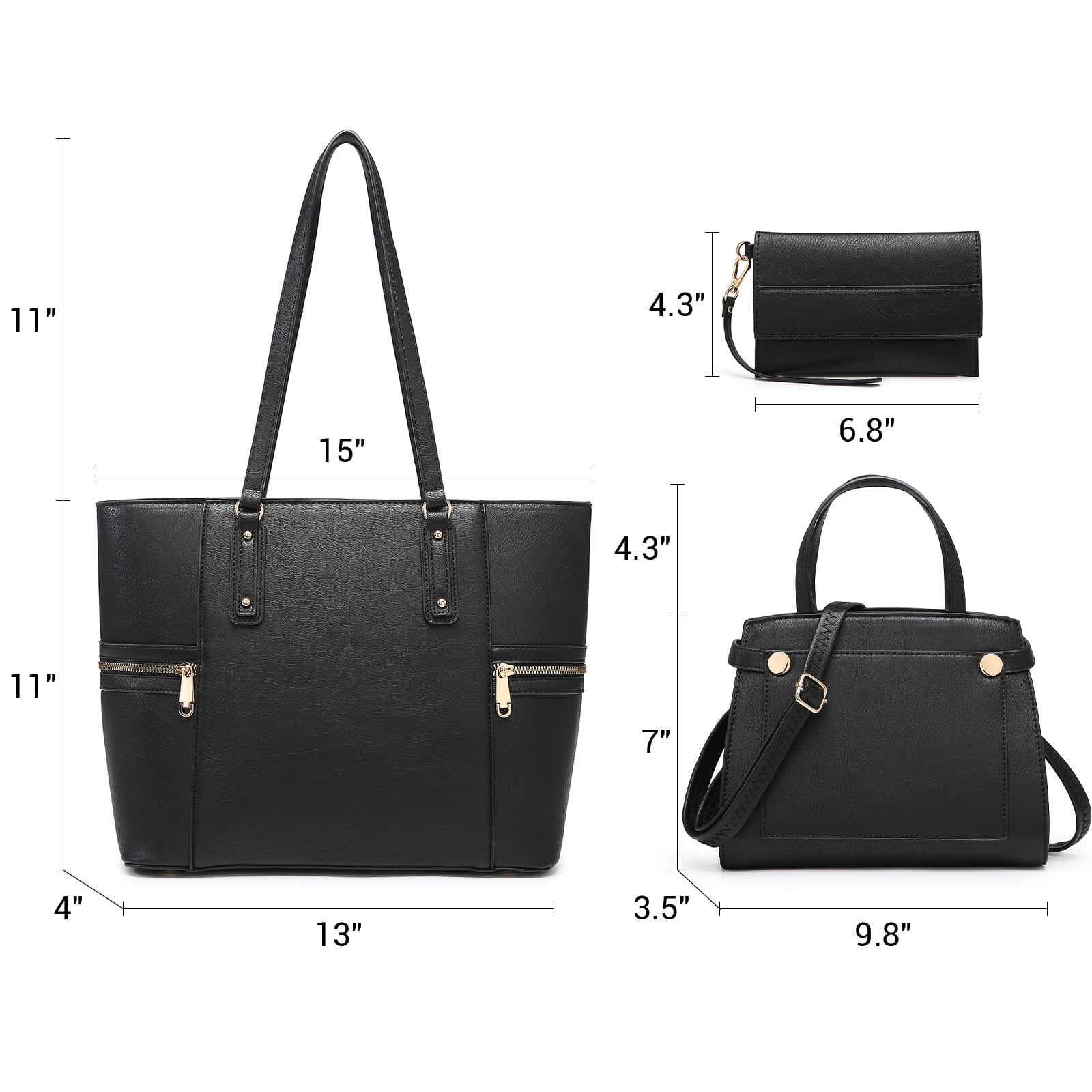 M Marco Women's Handbag 3pcs Set Fashion Tote Bag with Matching Satchel Bag and Wristlet
